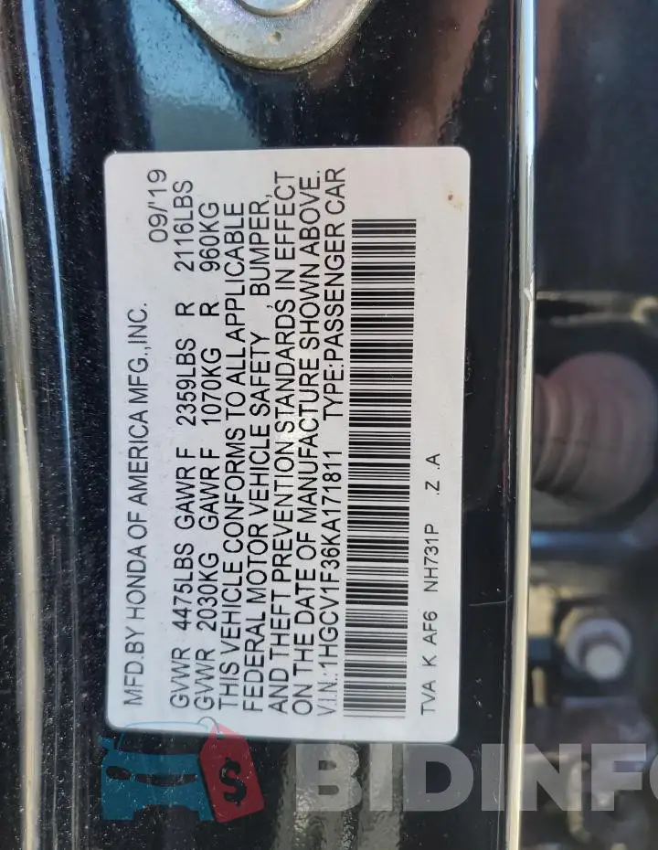 1HGCV1F36KA171811 Photo# 13
