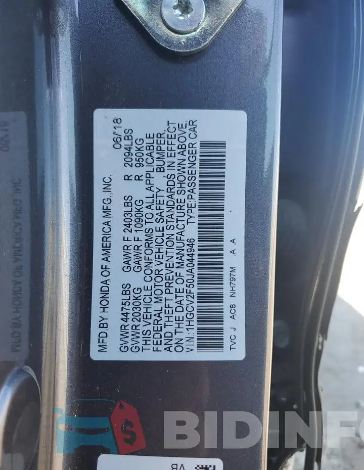 1HGCV2F50JA044946 Photo# 12