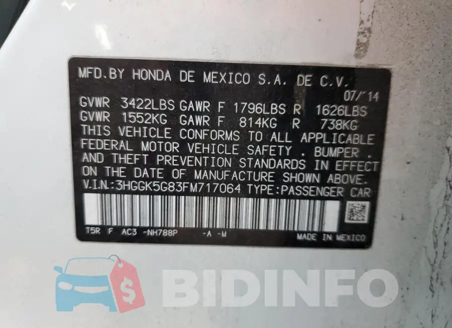 3HGGK5G83FM717064 Photo# 13