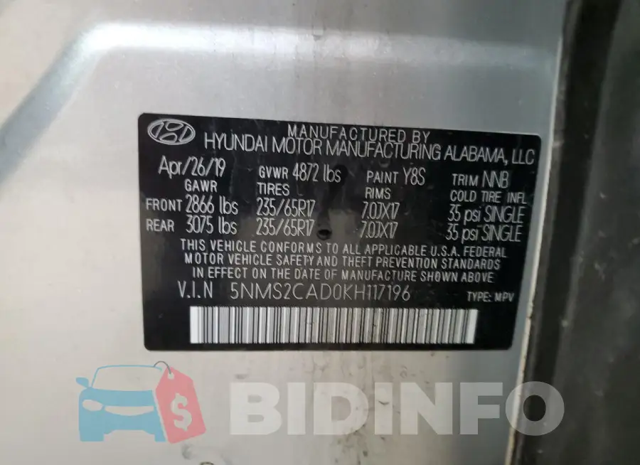 5NMS2CAD0KH117196 Photo# 12