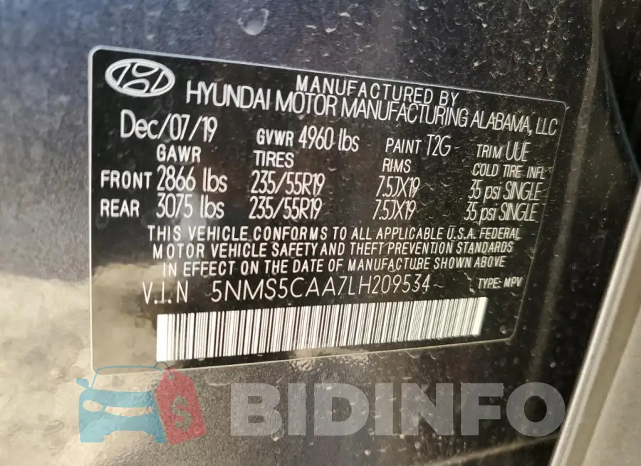 5NMS5CAA7LH209534 Photo# 14