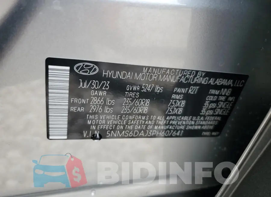 5NMS6DAJ3PH607641 Photo# 13