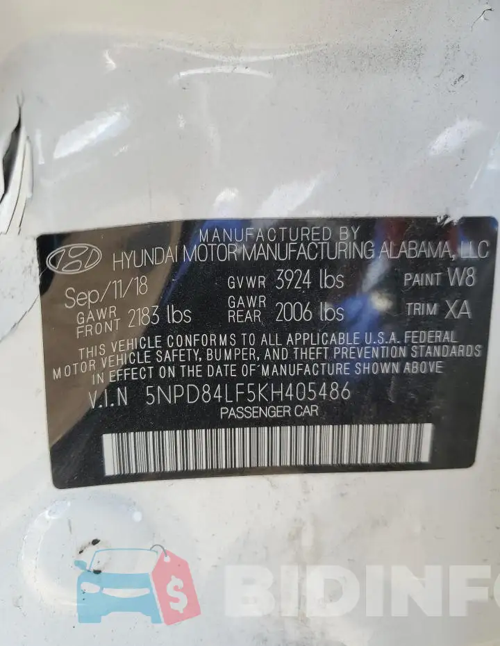 5NPD84LF5KH405486 Photo# 12