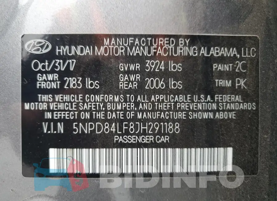 5NPD84LF8JH291188 Photo# 13