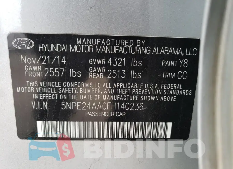 5NPE24AA0FH140236 Photo# 12