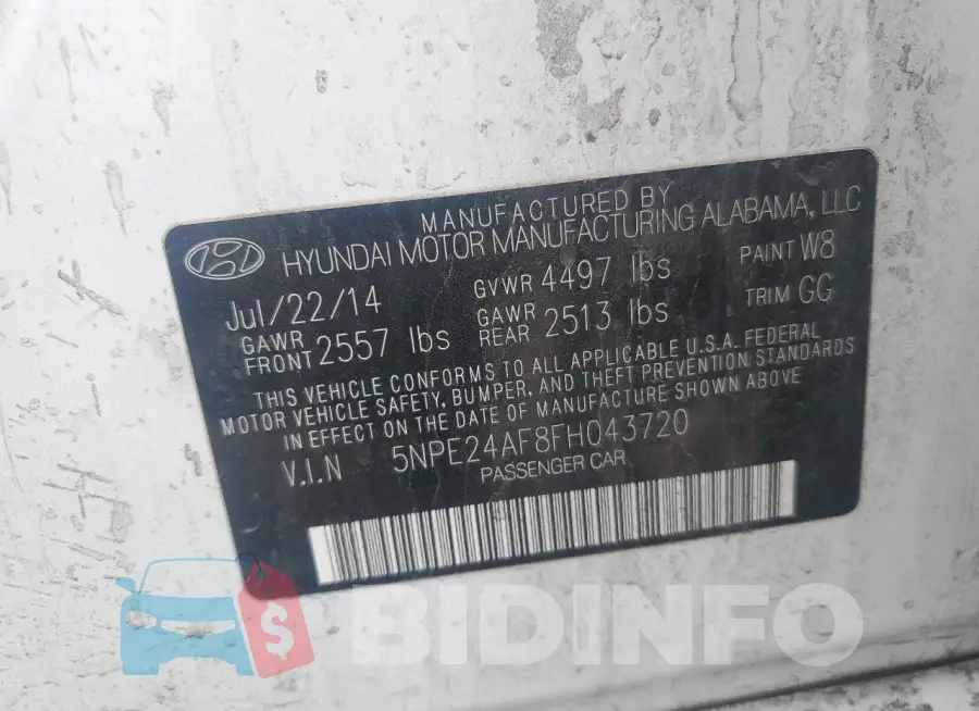 5NPE24AF8FH043720 Photo# 12