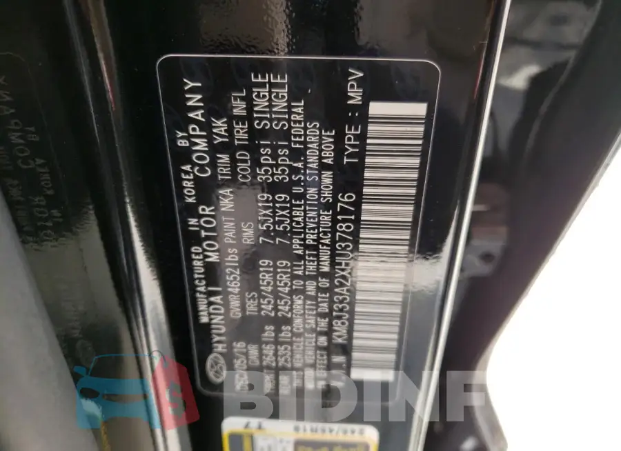 KM8J33A2XHU378176 Photo# 12