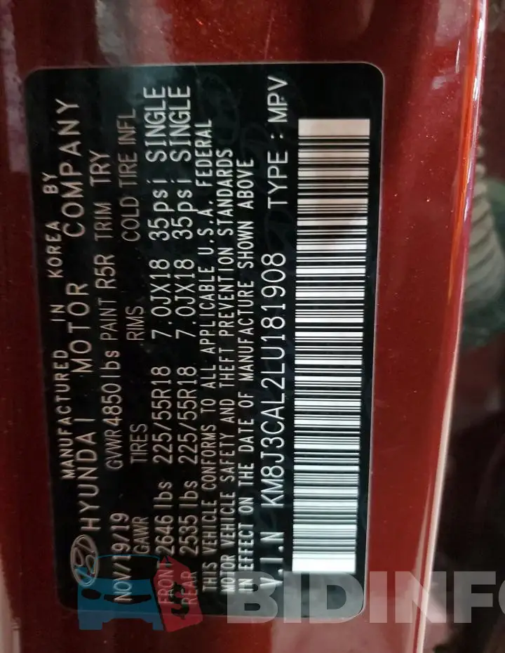 KM8J3CAL2LU181908 Photo# 12