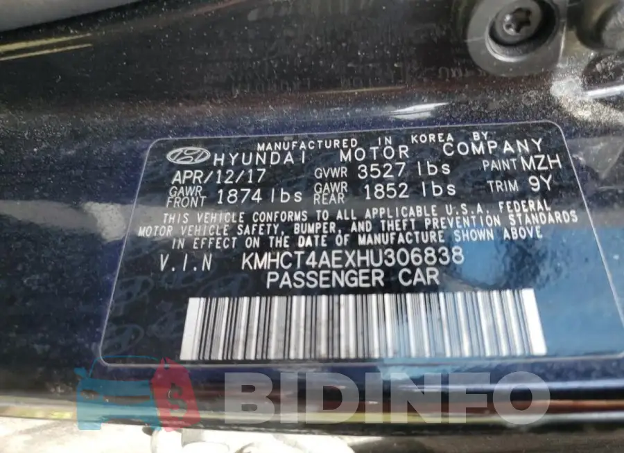 KMHCT4AEXHU306838 Photo# 12