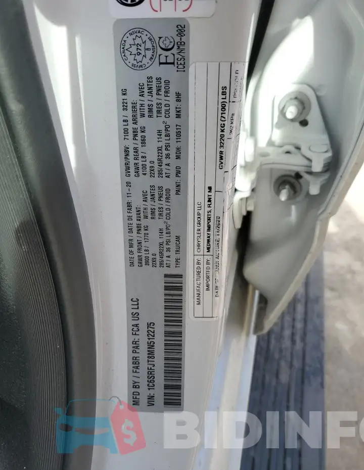 1C6SRFJT8MN512275 Photo# 13