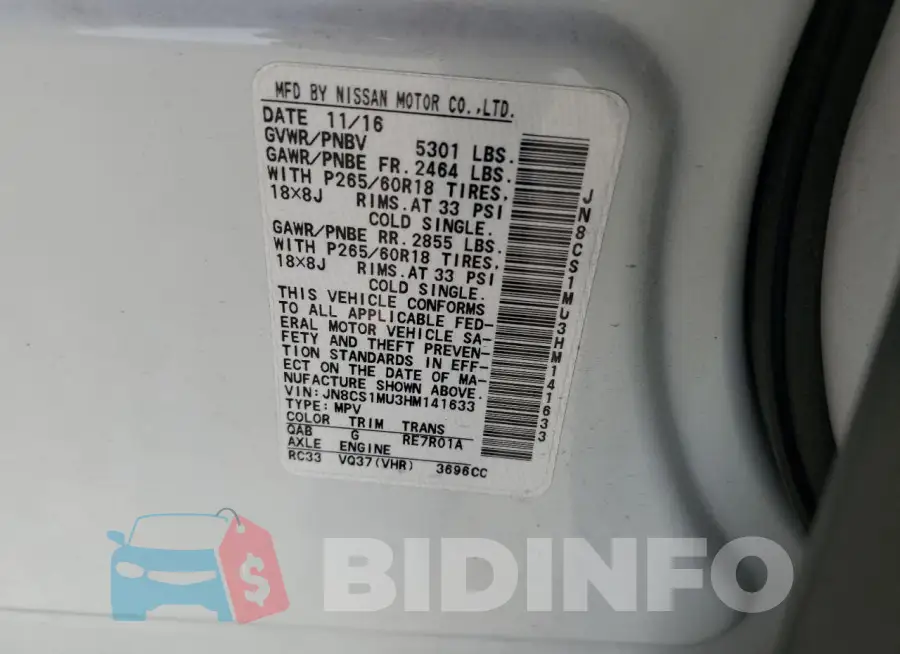 JN8CS1MU3HM141633 Photo# 12