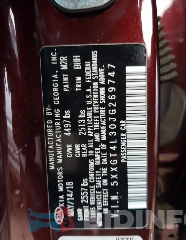 5XXGT4L30JG269747 Photo# 12
