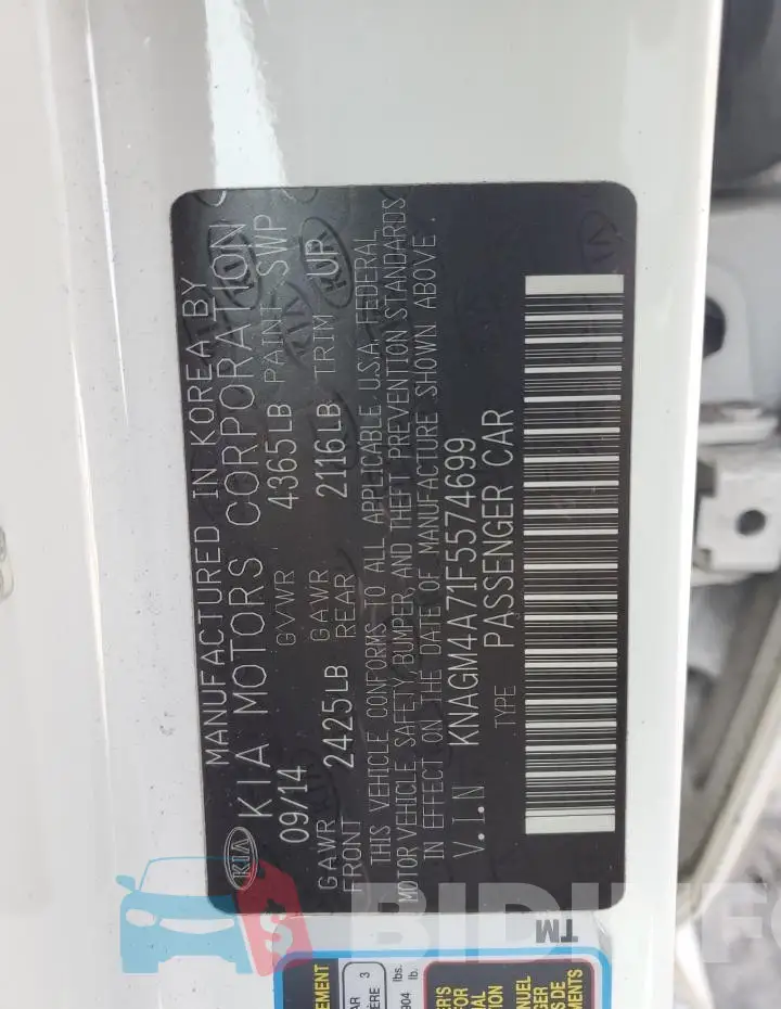 KNAGM4A71F5574699 Photo# 12