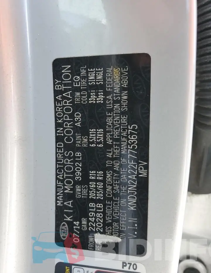 KNDJN2A22F7753675 Photo# 12