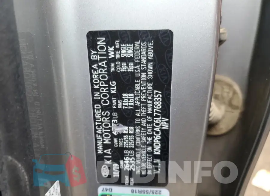 KNDP6CAC6L7768357 Photo# 13