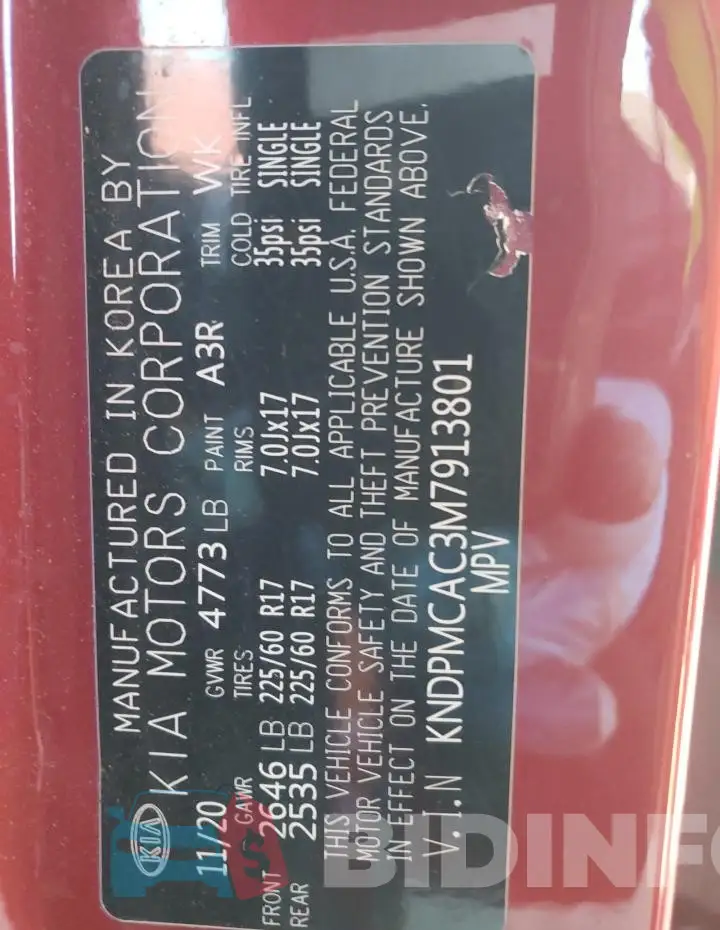 KNDPMCAC3M7913801 Photo# 13