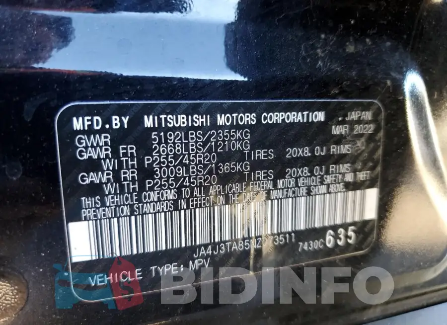 JA4J3TA85NZ073511 Photo# 12
