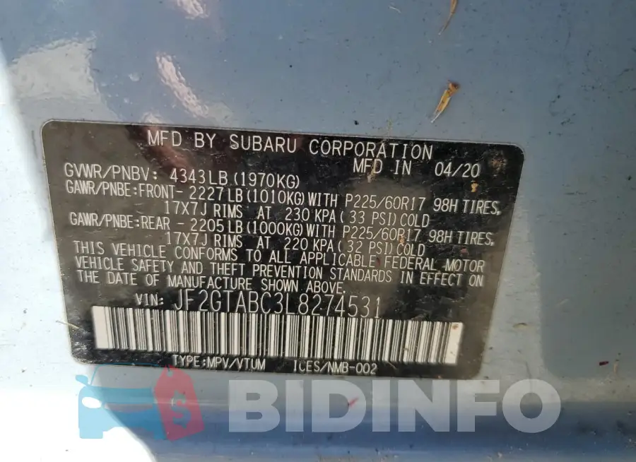 JF2GTABC3L8274531 Photo# 12