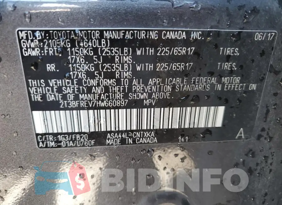 2T3BFREV7HW660897 Photo# 13