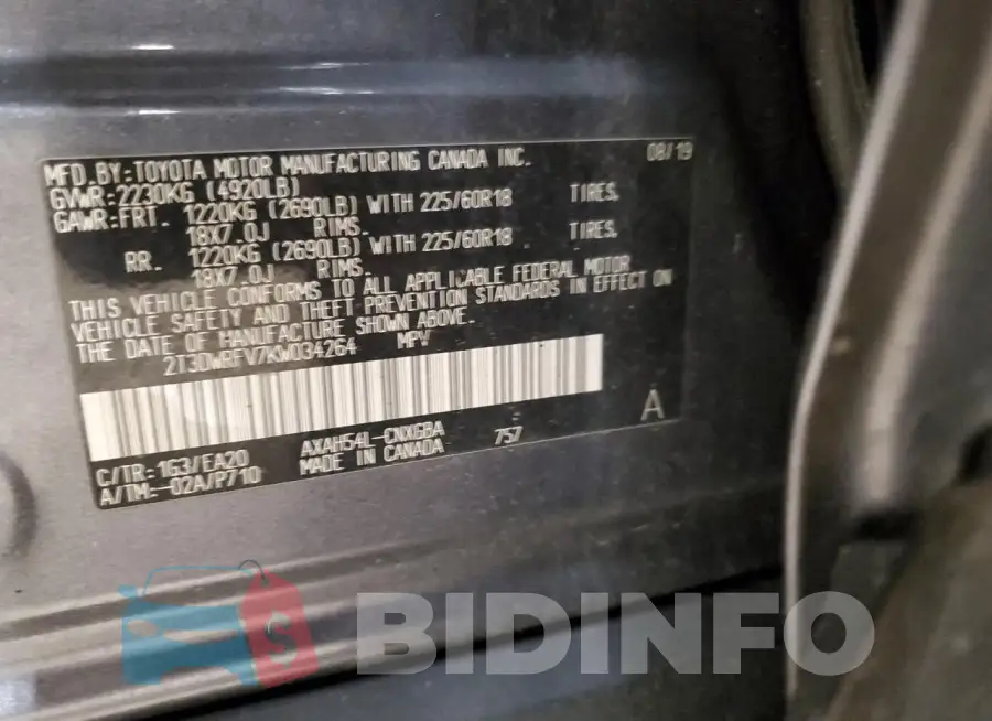 2T3DWRFV7KW034264 Photo# 12