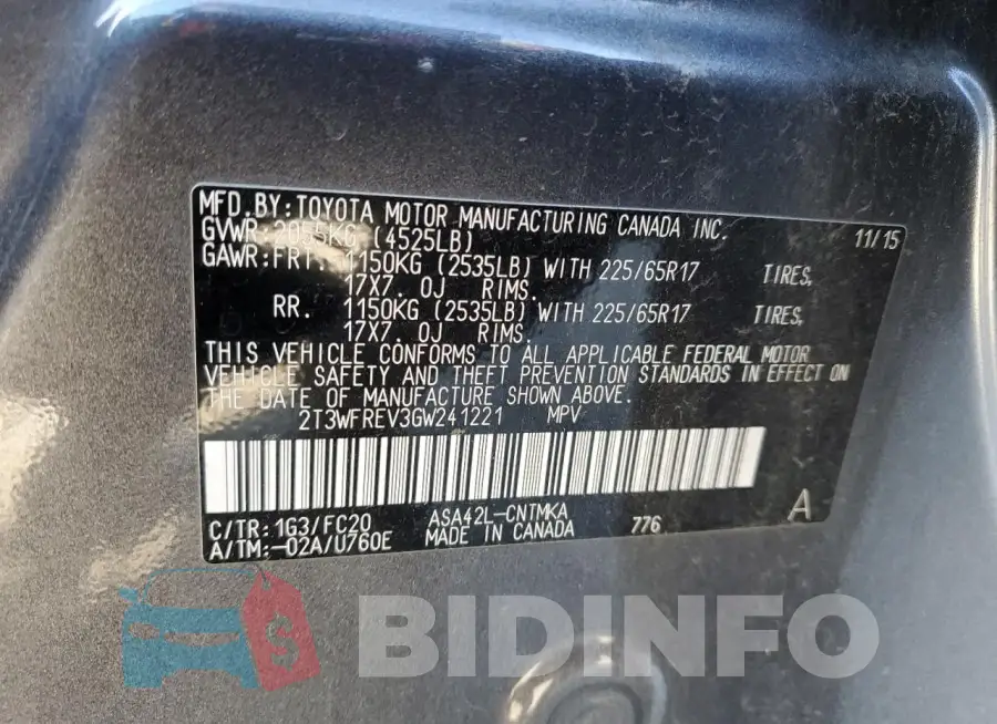 2T3WFREV3GW241221 Photo# 13