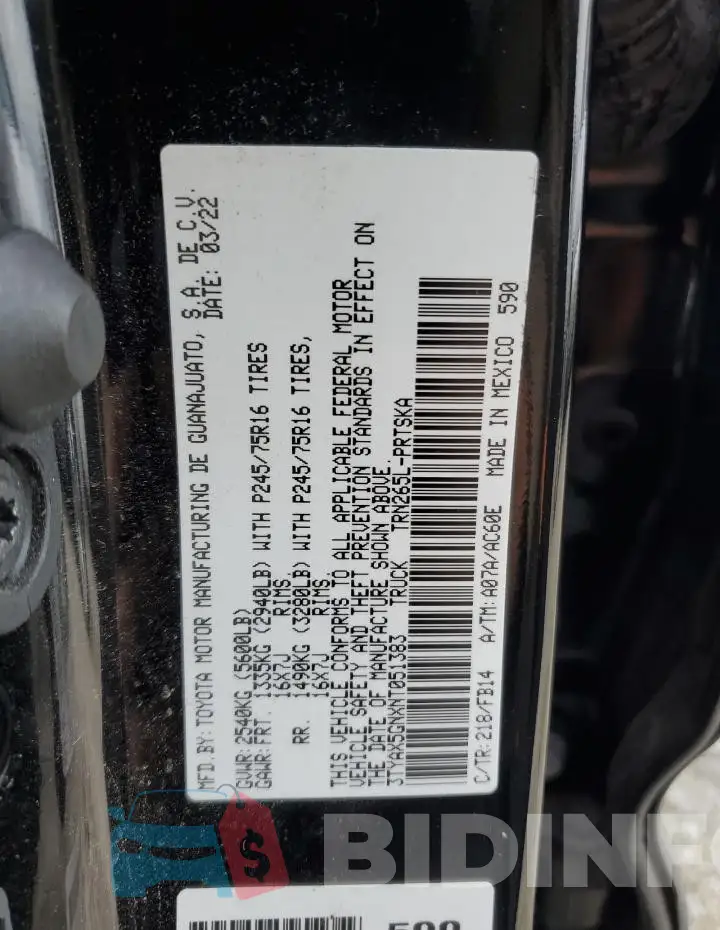 3TYAX5GNXNT051383 Photo# 12