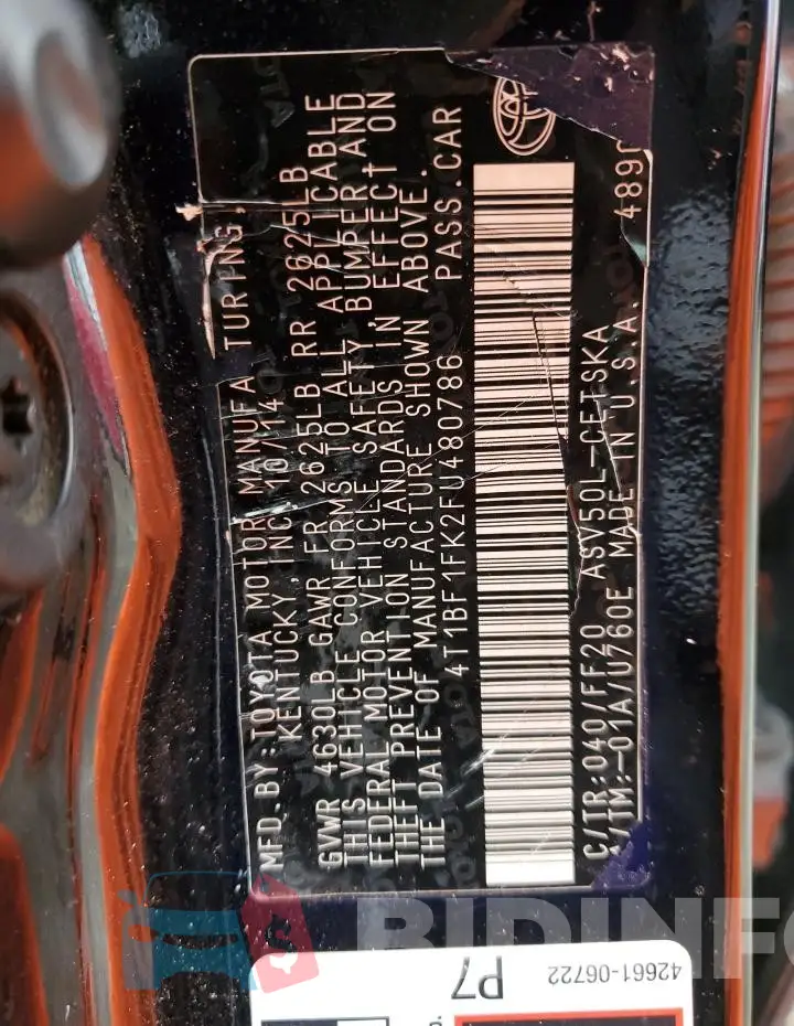 4T1BF1FK2FU480786 Photo# 12