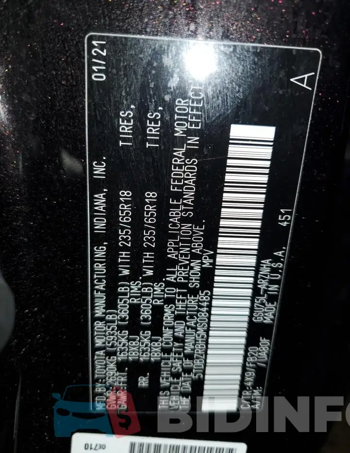 5TDBZRBH5MS084485 Photo# 12