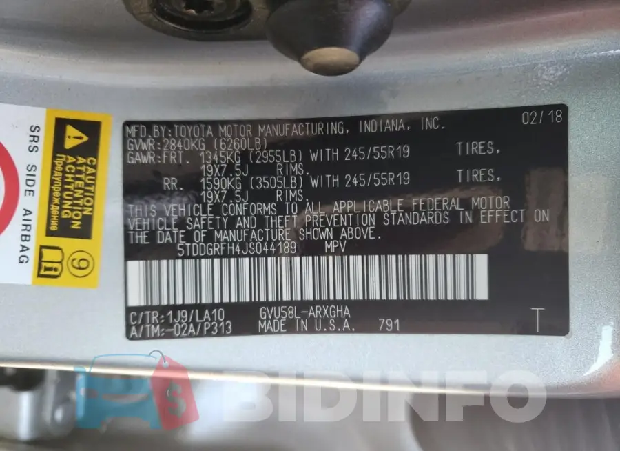 5TDDGRFH4JS044189 Photo# 13