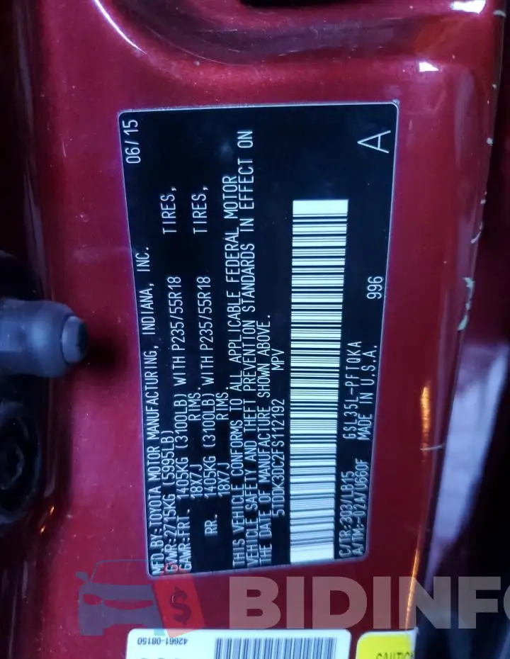 5TDDK3DC2FS112192 Photo# 13