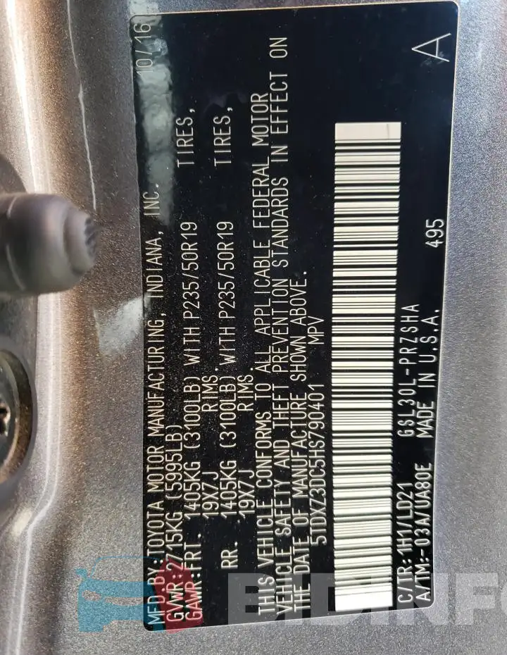 5TDXZ3DC5HS790401 Photo# 13