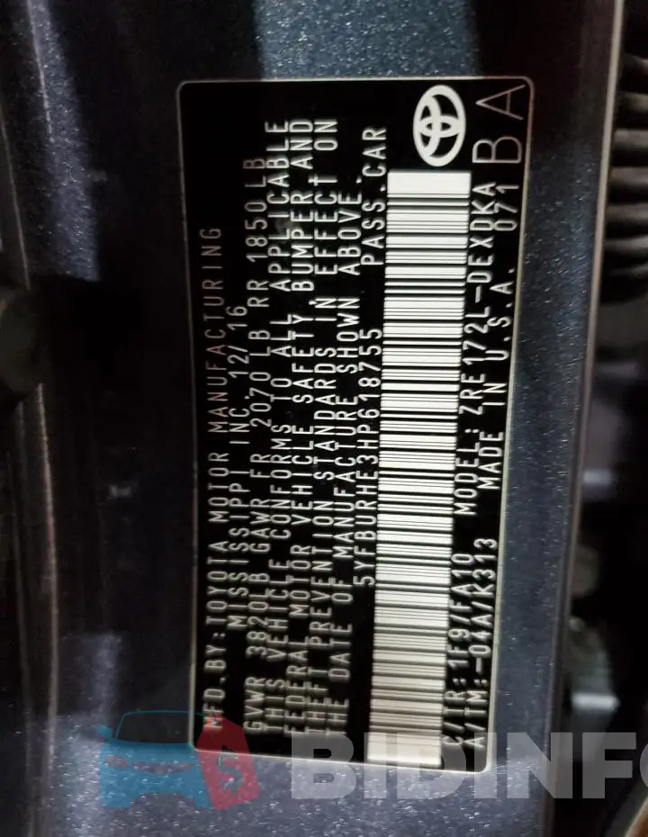 5YFBURHE3HP618755 Photo# 13