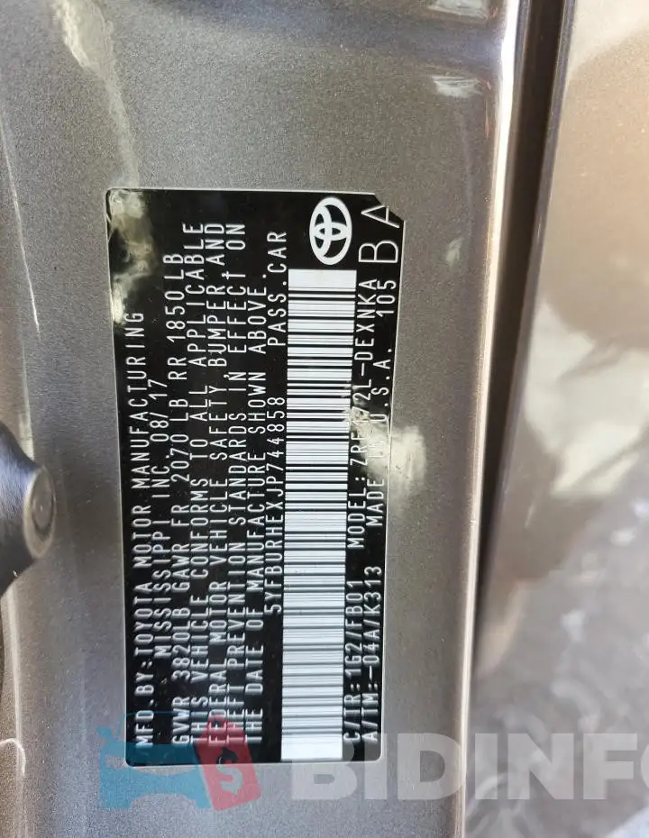 5YFBURHEXJP744858 Photo# 13