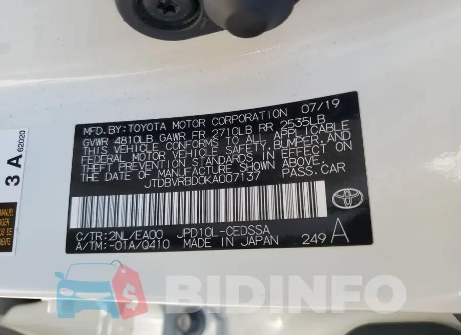 JTDBVRBD0KA007137 Photo# 12