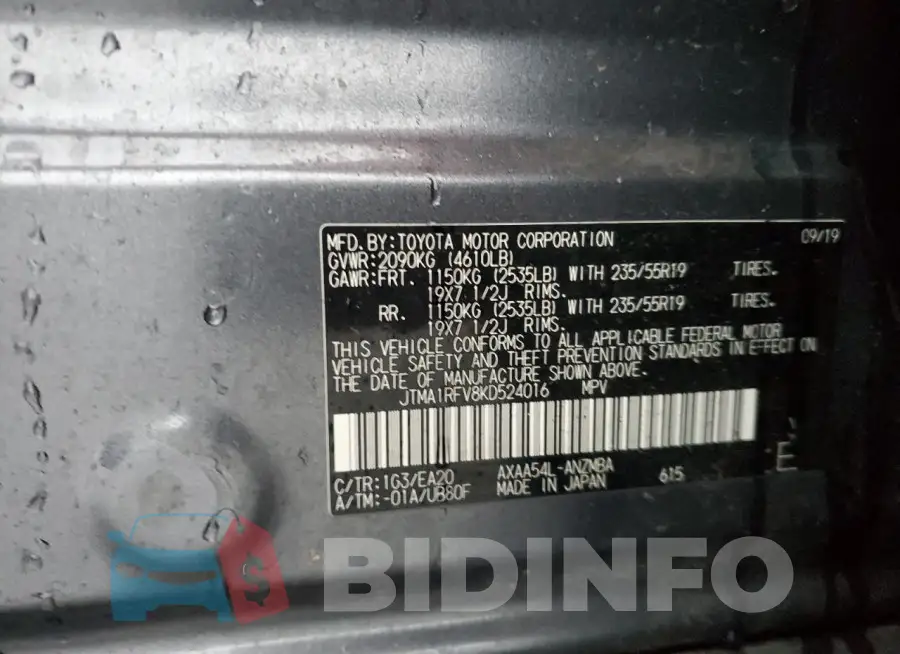 JTMA1RFV8KD524016 Photo# 13