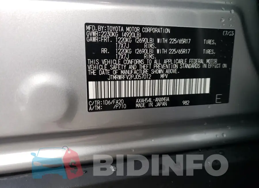 JTMRWRFV2PJ057012 Photo# 13