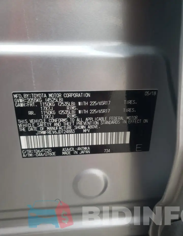 JTMWFREV6JD124883 Photo# 14