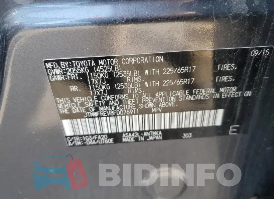 JTMWFREV8FD076911 Photo# 13