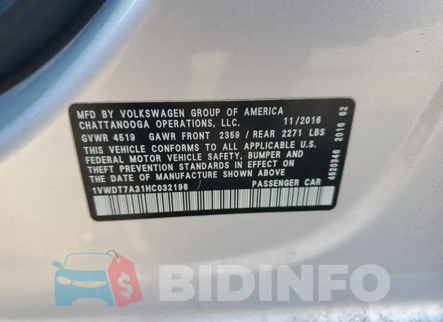 1VWDT7A31HC032196 Photo# 13