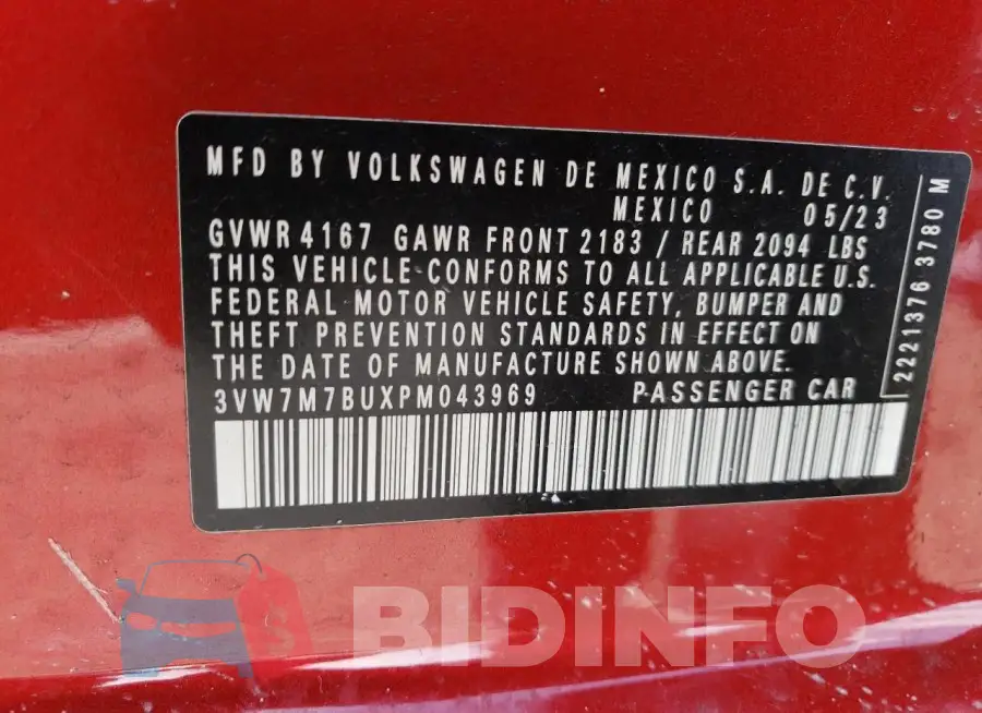 3VW7M7BUXPM043969 Photo# 12