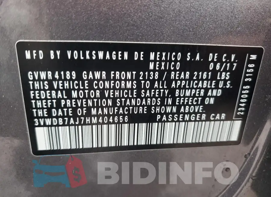 3VWDB7AJ7HM404656 Photo# 12
