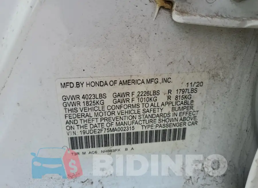 19UDE2F75MA002315 Photo# 13
