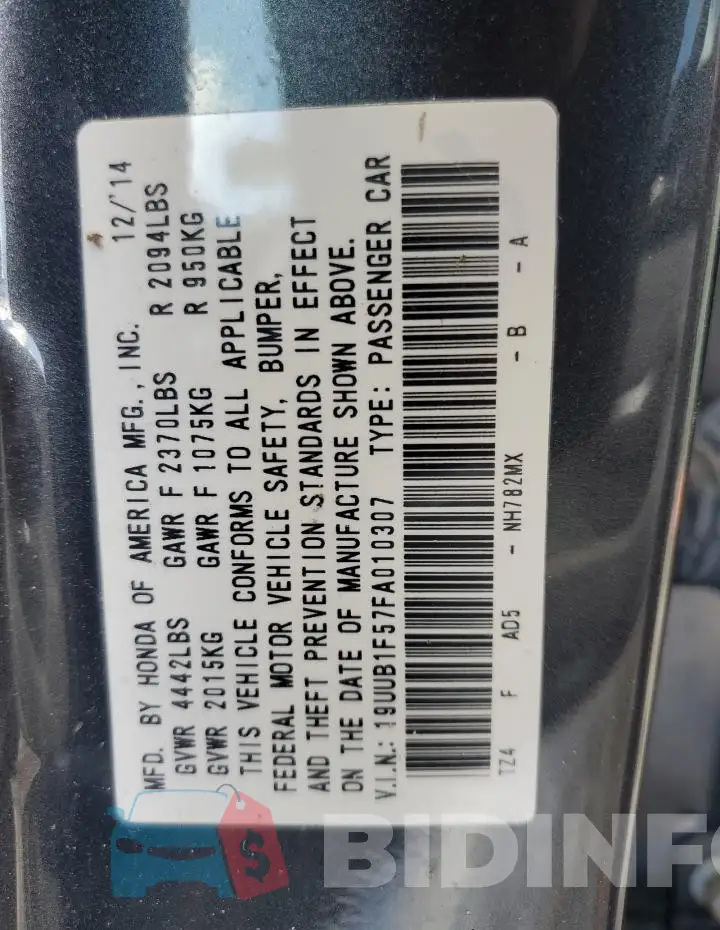 19UUB1F57FA010307 Photo# 12