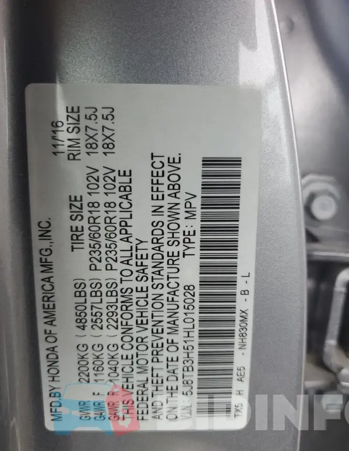 5J8TB3H51HL015028 Photo# 12