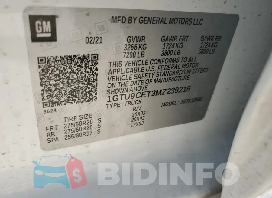 1GTU9CET3MZ239216 Photo# 14