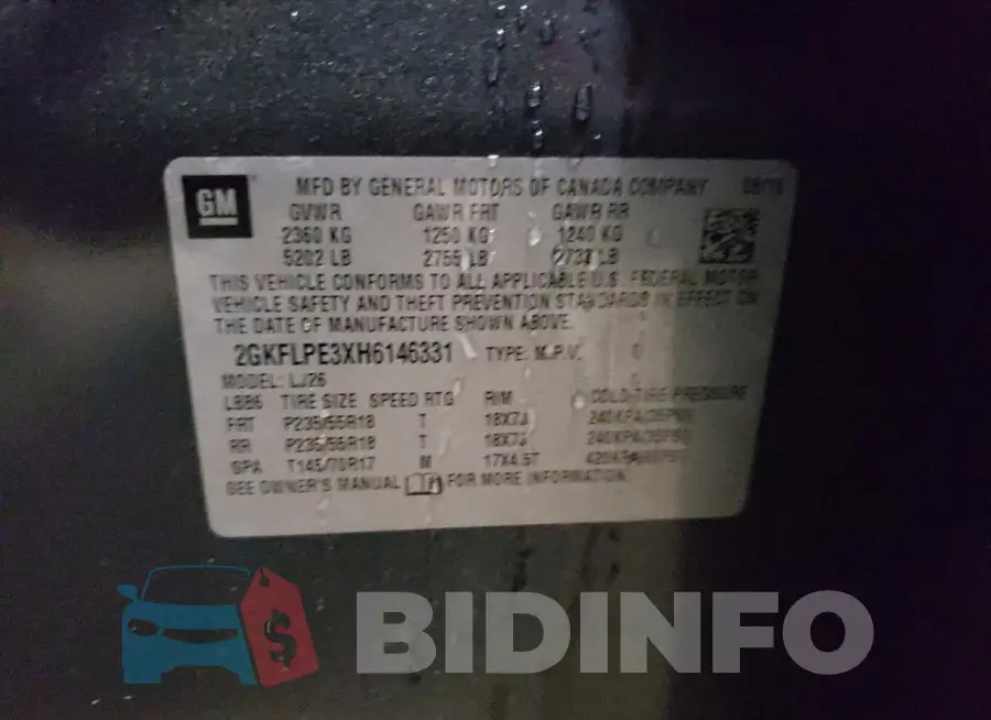 2GKFLPE3XH6146331 Photo# 13