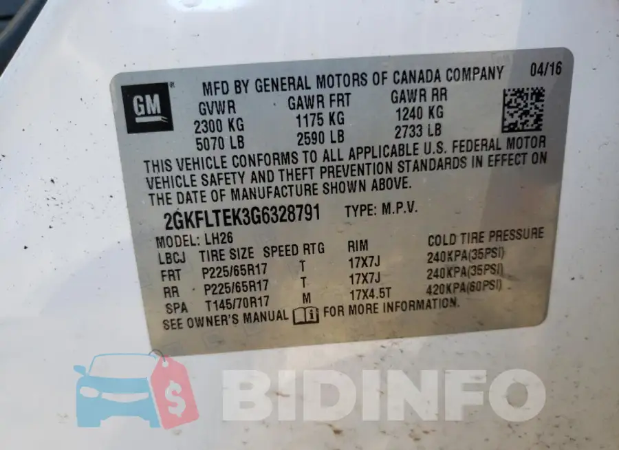 2GKFLTEK3G6328791 Photo# 13