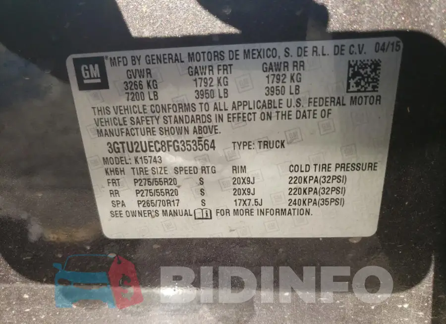 3GTU2UEC8FG353564 Photo# 13