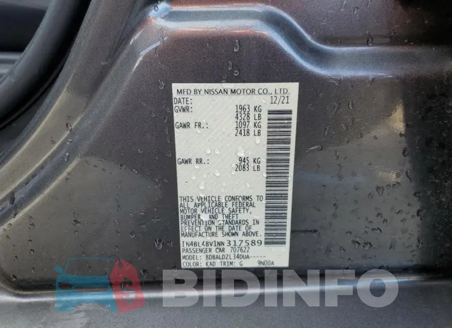 1N4BL4BV1NN317589 Photo# 12