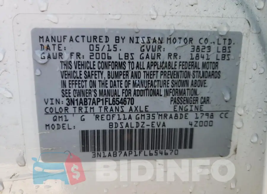 3N1AB7AP1FL654670 Photo# 12